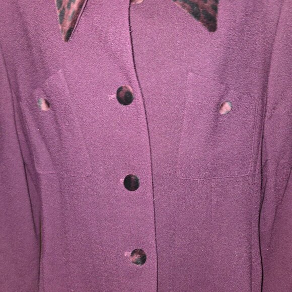 Vintage Kasper A.S.L. Wool Blazer Velvet Collar & Cuffs Burgundy mob wife classi - Picture 9 of 10